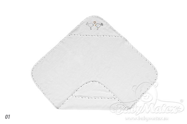 Obrazek BabyMatex Kąpielowe okrycie niemowlęce MAXIplus BIRDS 100x100, białe