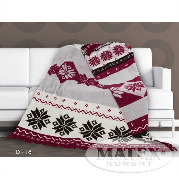 Obrazek Matex Koc bawełniany MORENO, z frędzlami, 150x200, wzór czerwony