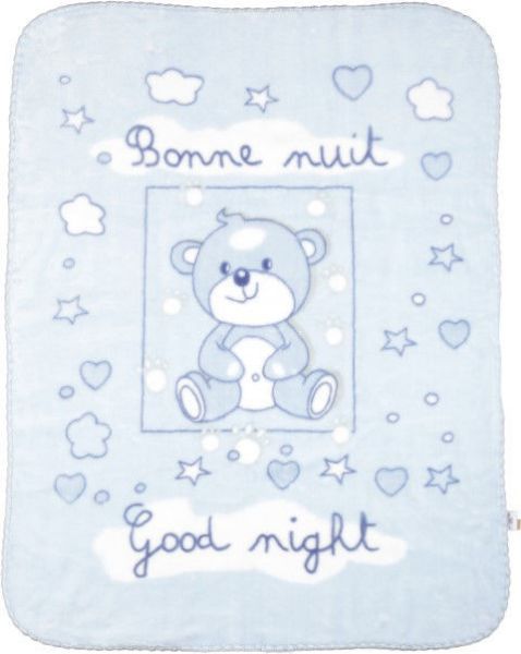 Obrazek BabyMatex Kocyk dla dziecka Shell, 80x110 cm, niebieski z misiem