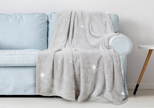 Picture of Silver plush blanket with glitter effect, size 150 x 200cm