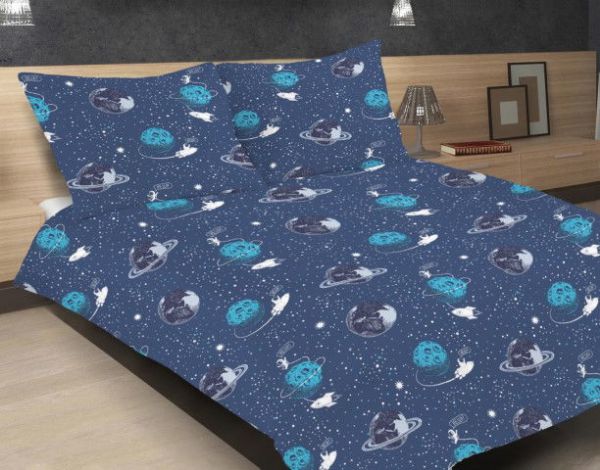 Obrazek Matex Pościel satynowa EXCLUSIVE 220x200, 70x80 wzór kosmos
