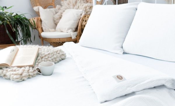 Picture of MATEX Pościel muślinowa 160x200, 70x80, jednobarwna, biała