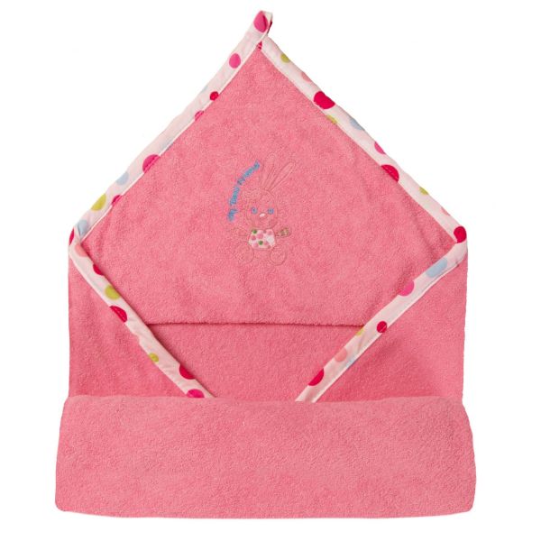 Obrazek BabyMatex Kąpielowe okrycie niemowlęce z kapturkiem FROTTE, 85x85, różowe