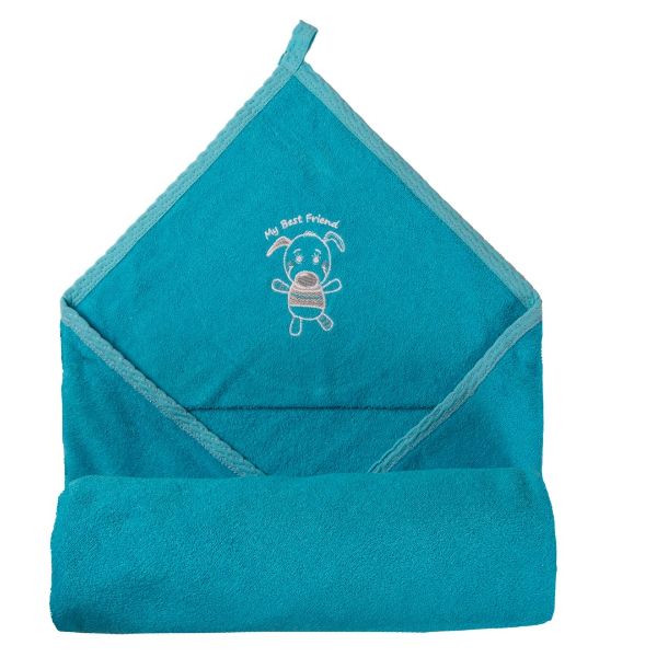 Obrazek BabyMatex Kąpielowe okrycie niemowlęce z kapturkiem FROTTE, 85x85, błękitne