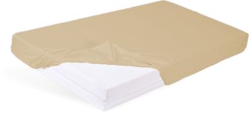 Pokaż szczegóły dla Prześcieradło flanelowe z gumą rozmiar 60x120, beżowe Obrazek Prześcieradło flanelowe z gumą rozmiar 60x120, beżowe