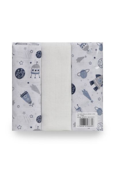 Obrazek Pielucha MUSLIN druk 3 pak,  roz. 70x80