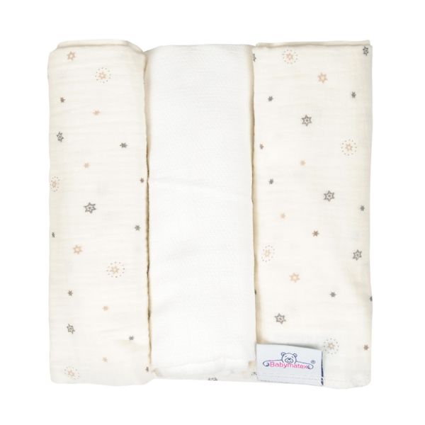 Obrazek BabyMatex Pielucha MUSLIN DESIGN drukowana 3 pak, 70x80, wzór 2