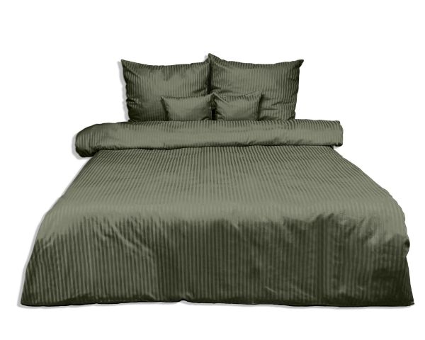 Obrazek Matex Pościel adamaszkowa 160x200, 70x80 zielona z paskiem 1 cm