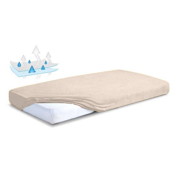 Obrazek BabyMatex Podkład higieniczny, prześcieradło nieprzemakalne z gumką FROTTE 70x140 cm, jasno beżowy