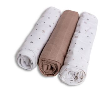 Pokaż szczegóły dla Pielucha BAMBUSOWA druk 3 pak, roz. 70x70, gwiazdki Obrazek Pielucha BAMBUSOWA druk 3 pak, roz. 70x70, gwiazdki
