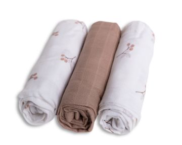 Pokaż szczegóły dla Pielucha BAMBUSOWA druk 3 pak, roz. 70x70, malinki Obrazek Pielucha BAMBUSOWA druk 3 pak, roz. 70x70, malinki