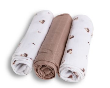 Pokaż szczegóły dla Pielucha BAMBUSOWA druk 3 pak, roz. 70x70, miśki Obrazek Pielucha BAMBUSOWA druk 3 pak, roz. 70x70, miśki
