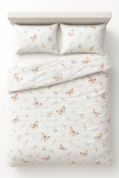 Obrazek Matex Pościel muślinowa 220x200,70x80, wzorzysta, motyw - Motyl