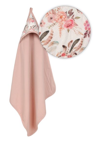 Obrazek BabyMatex Okrycie kąpielowe "MUSLIN DESIGN" 85x85 cm, różowe