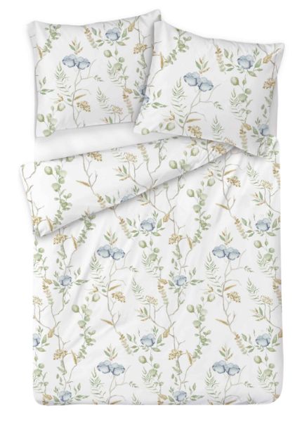 Obrazek Matex Pościel satynowa EXCLUSIVE 160x200, 70x80 KOLEKCJA 2025 -  Łąka z niebieskimi kwiatami