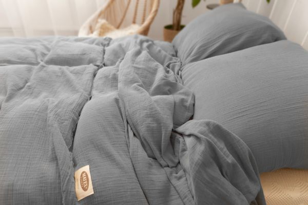 Obrazek MATEX Pościel muślinowa 160x200, 70x80, jednobarwna, ciemno szara