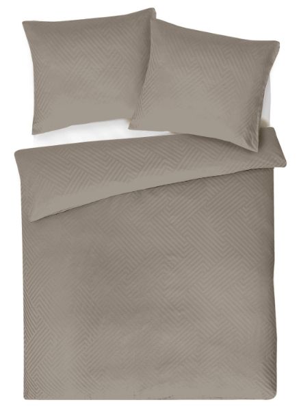 Picture of Matex pościel z adamaszku geometrycznego 220x200, 70x80, z paskiem 1 cm - złota