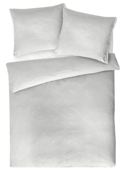 Picture of Matex pościel z adamaszku geometrycznego 220x200, 70x80, z paskiem 1 cm - szara
