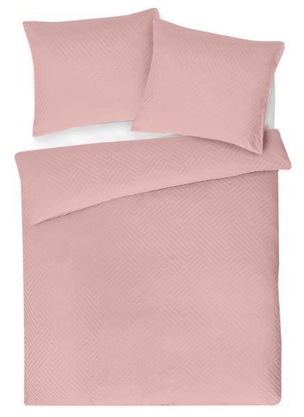 Picture of Matex pościel z adamaszku geometrycznego 160x200, 70x80, z paskiem 1 cm - różowa